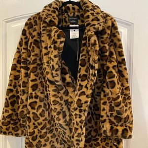 Cheetah print fuzzy coat